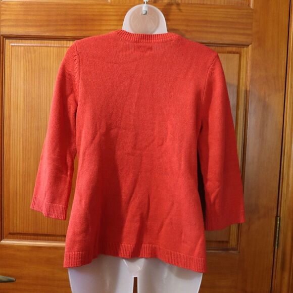 Croft & Barrow Red Vintage Sweater Medium 3/4 Sleeve Scoopneck - Picture 10 of 12